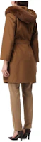 Lookbook (W) Max Mara Abrigo Marrón de Longitud Media con Cuello de Piel y Cinturón 236016203306-056