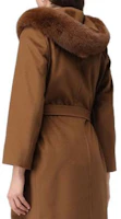 Shop (W) Max Mara Abrigo Marrón de Longitud Media con Cuello de Piel y Cinturón 236016203306-056