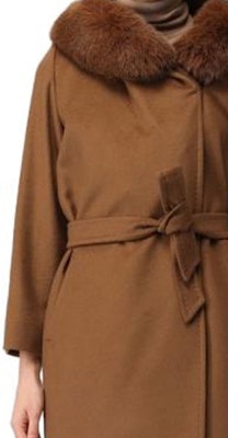 (W) ''Kot Coklat Mid-Length ''S Max Mara dengan Kolar Bulu & Pinggang Bertali''. 236016203306-056 Purchase (W) ''Kot Coklat Mid-Length ''S Max Mara dengan Kolar Bulu & Pinggang Bertali''. 236016203306-056