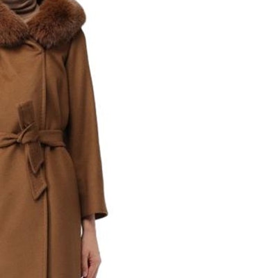 (W) ''Kot Coklat Mid-Length ''S Max Mara dengan Kolar Bulu & Pinggang Bertali''. 236016203306-056 Details for (W) ''Kot Coklat Mid-Length ''S Max Mara dengan Kolar Bulu & Pinggang Bertali''. 236016203306-056