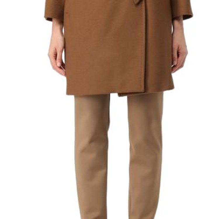 Sizing (W) ''Kot Coklat Mid-Length ''S Max Mara dengan Kolar Bulu & Pinggang Bertali''. 236016203306-056