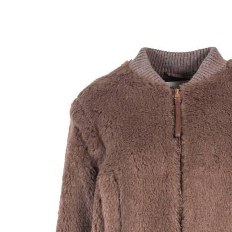 (Women) 'S Max Mara MaxMara  Brown Ribbed Trim Zip-Up Short Jacket. 10861226600-004 圖 4