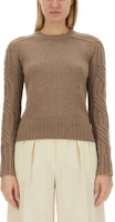 (Women) 'S Max Mara MaxMara Brown Slim Fit Crew Neck Knit Sweater Long Sleeve 2411361151600013-003 (Women) 'S Max Mara MaxMara Brown Slim Fit Crew Neck Knit Sweater Long Sleeve 2411361151600013-003