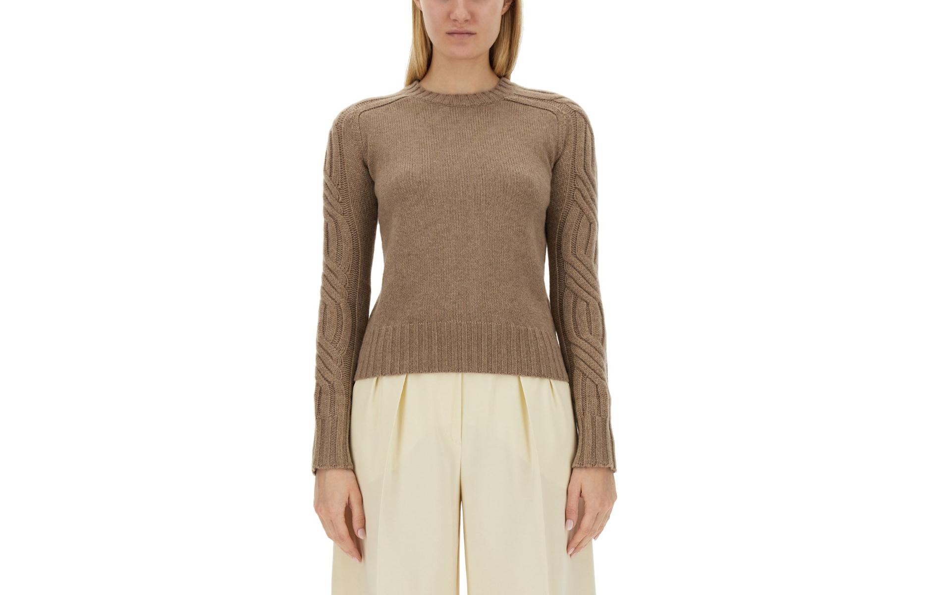 (Women) 'S Max Mara MaxMara  Brown Slim Fit Crew Neck Knit Sweater Long Sleeve 2411361151600013-003 圖 2