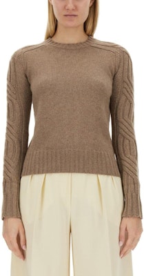 (Women) 'S Max Mara MaxMara Brown Slim Fit Crew Neck Knit Sweater Long Sleeve 2411361151600013-003 Order (Women) 'S Max Mara MaxMara Brown Slim Fit Crew Neck Knit Sweater Long Sleeve 2411361151600013-003