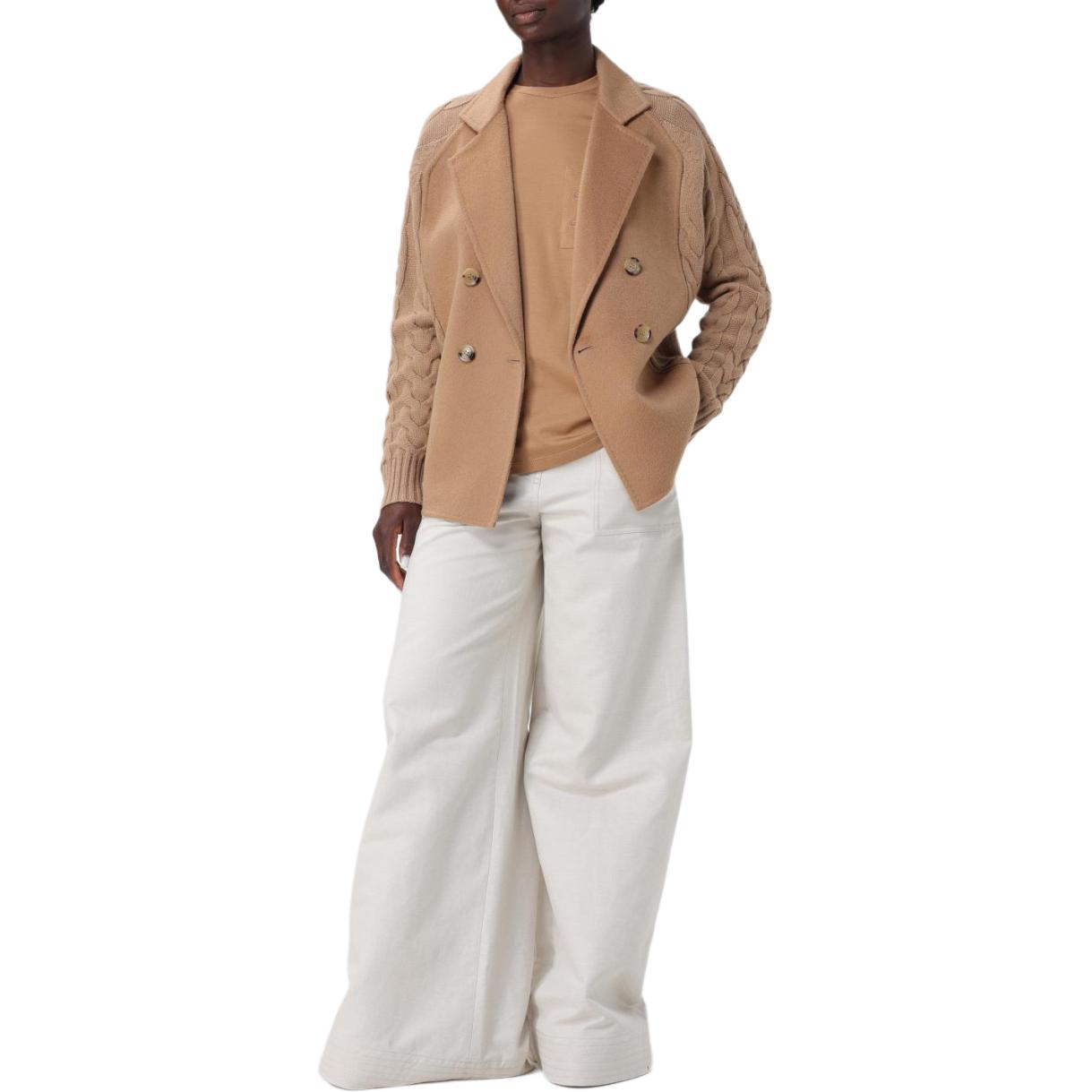 Purchase (Women) 'S Max Mara MaxMara  Brown Solid Color Crew Neck Straight-Cut Short Sleeve T-Shirt 2421946011600-003