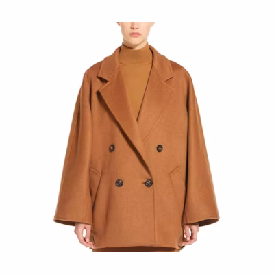 (Women) 'S Max Mara MaxMara Brown Solid Double-Breasted Long Sleeve Coat. 1081043106