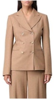 (Women) 'S Max Mara MaxMara Brown Solid Double-Breasted Long Sleeve Jacket 2319160333600-001 (Women) 'S Max Mara MaxMara Brown Solid Double-Breasted Long Sleeve Jacket 2319160333600-001