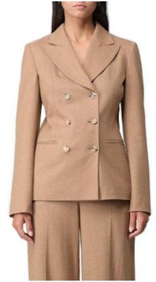 (Women) 'S Max Mara MaxMara Brown Solid Double-Breasted Long Sleeve Jacket 2319160333600-001 Order (Women) 'S Max Mara MaxMara Brown Solid Double-Breasted Long Sleeve Jacket 2319160333600-001