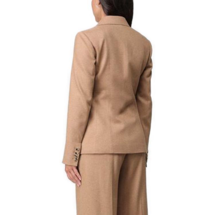 Shop (Women) 'S Max Mara MaxMara  Brown Solid Double-Breasted Long Sleeve Jacket 2319160333600-001