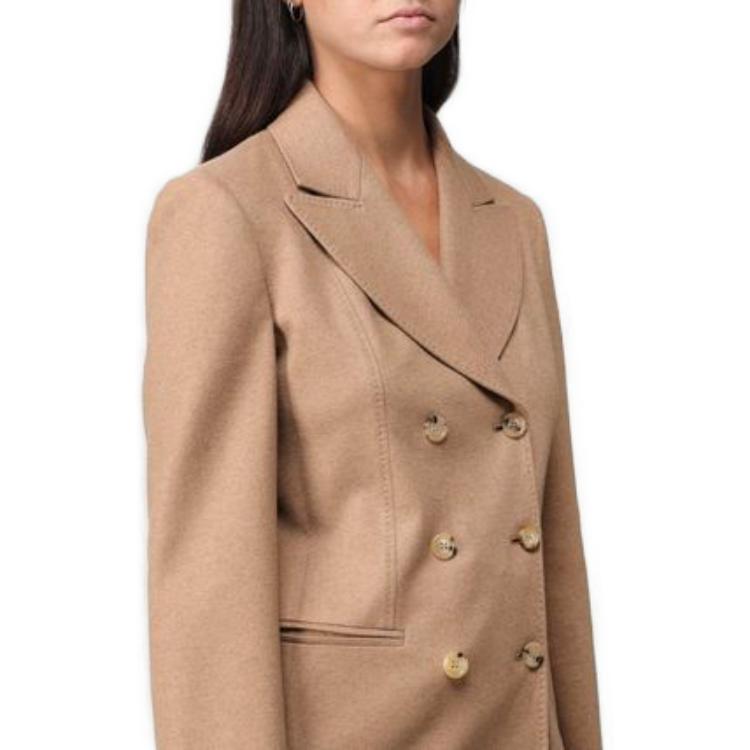 Purchase (Women) 'S Max Mara MaxMara  Brown Solid Double-Breasted Long Sleeve Jacket 2319160333600-001
