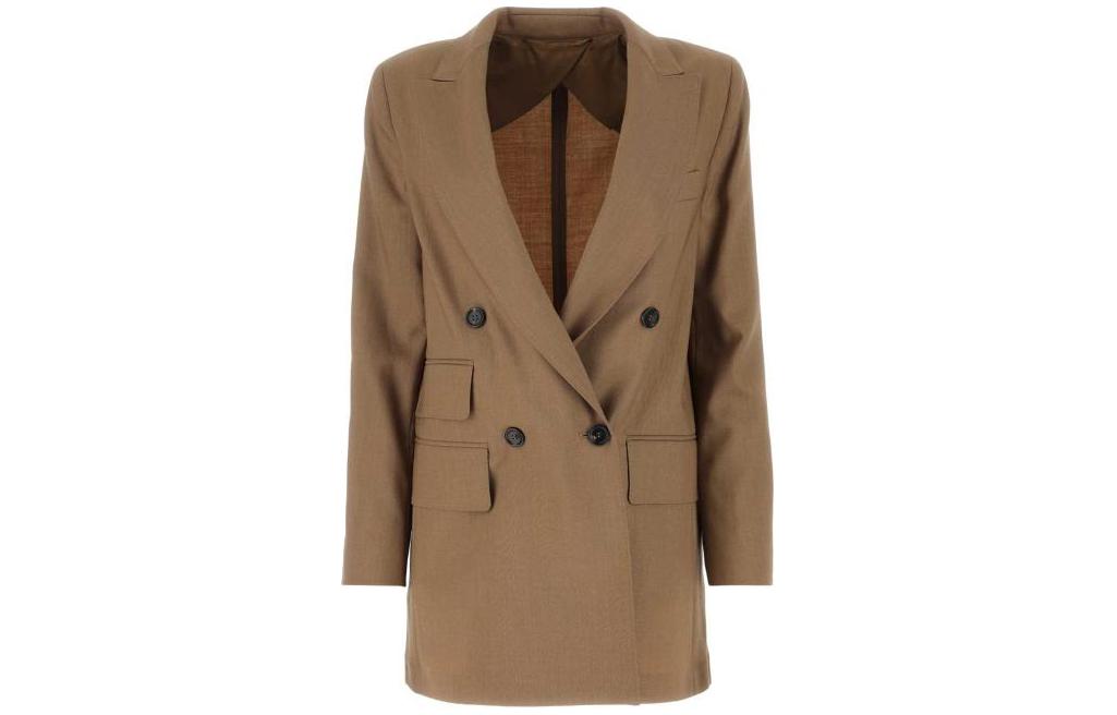 (Women) 'S Max Mara MaxMara  Brown Solid Slim-Fit Long Sleeve Blazer Jacket with Pockets 2310410531600-001 圖 2