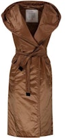 (Women) 'S Max Mara MaxMara Brown Solid V-Neck Tie-Belt Hooded Vest 2392960434600051 (Women) 'S Max Mara MaxMara Brown Solid V-Neck Tie-Belt Hooded Vest 2392960434600051