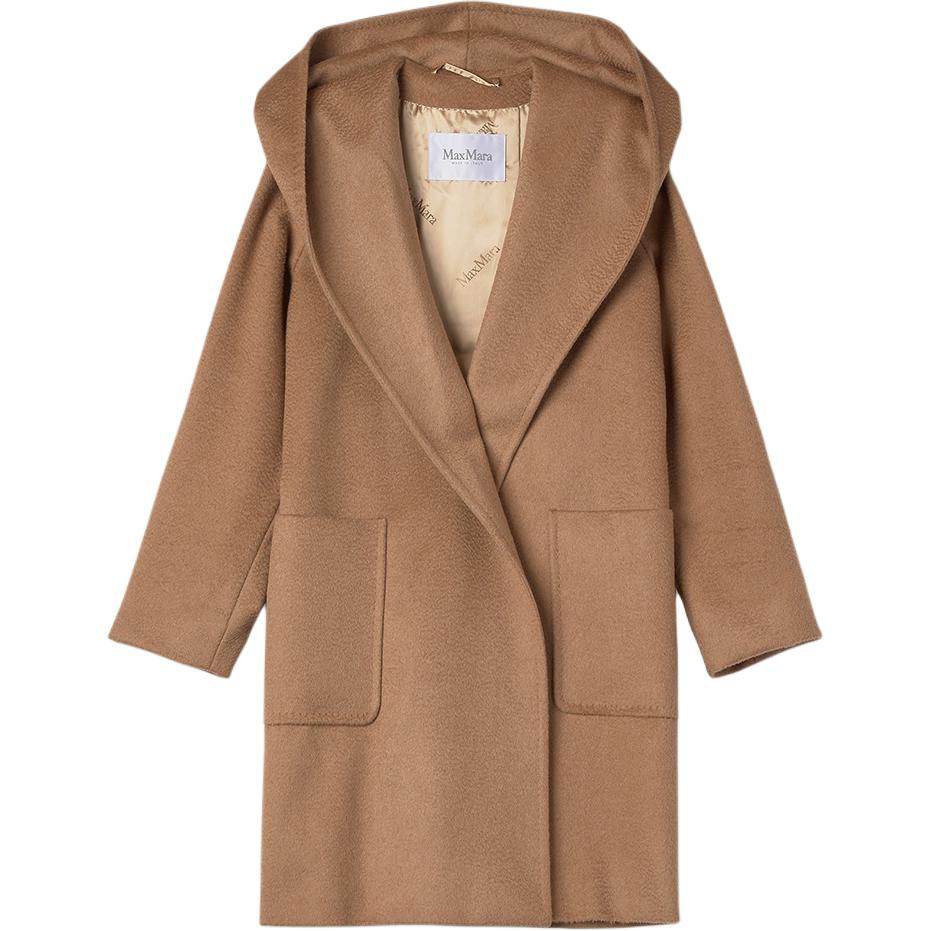 (Women) 'S Max Mara MaxMara  Camel Belted Hooded Long Sleeve Coat 10161323600-001