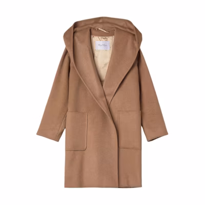 (Women) 'S Max Mara MaxMara Camel Belted Hooded Long Sleeve Coat 10161323600-001