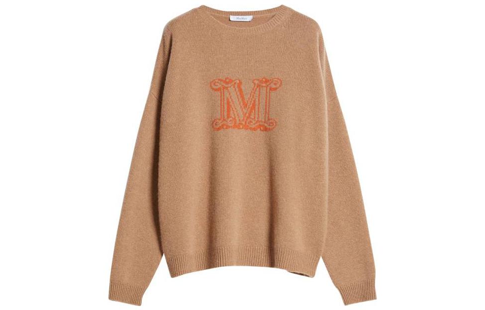 (Women) 'S Max Mara MaxMara  Camel Brown Jacquard Knit Cashmere Sweater Pullover 2313610131600-001