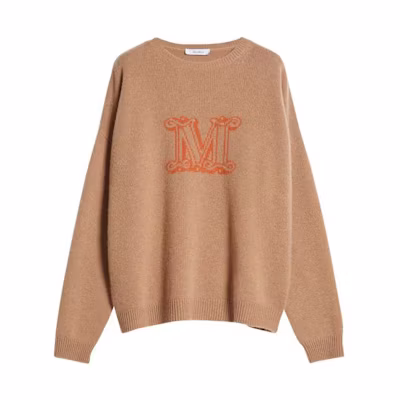 (Women) 'S Max Mara MaxMara Camel Brown Jacquard Knit Cashmere Sweater Pullover 2313610131600-001
