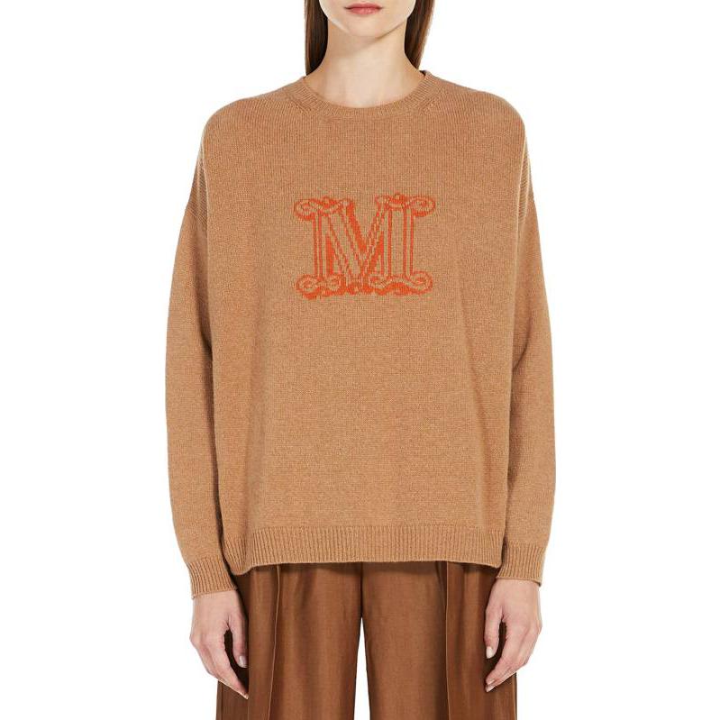 (Women) 'S Max Mara MaxMara  Camel Brown Jacquard Knit Cashmere Sweater Pullover 2313610131600-001 圖 3