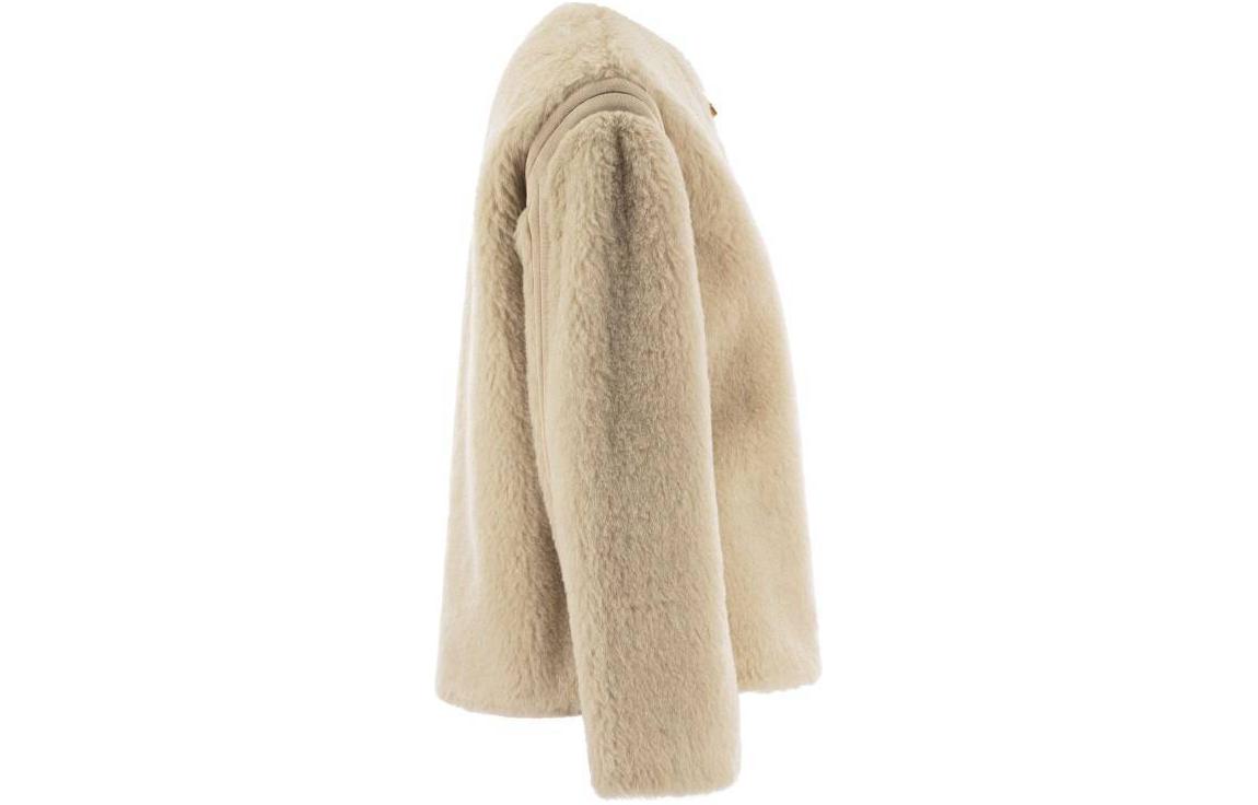 Shop (Women) 'S Max Mara MaxMara  Camel Solid Color Long Sleeve Zip-Up Jacket 2411081021600024