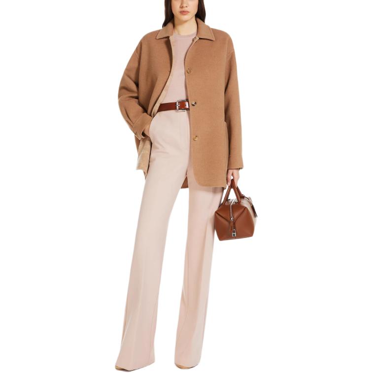 Lookbook (Women) 'S Max Mara MaxMara  Camel Solid Single-Breasted Slim-Fit Long-Sleeve Blazer Jacket 1086024106-001