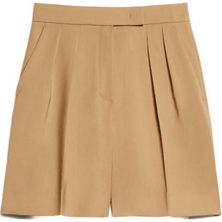 (Women) 'S Max Mara MaxMara  Casual Beige Zip Shorts Solid Color 3/4 Length 1146021600-002