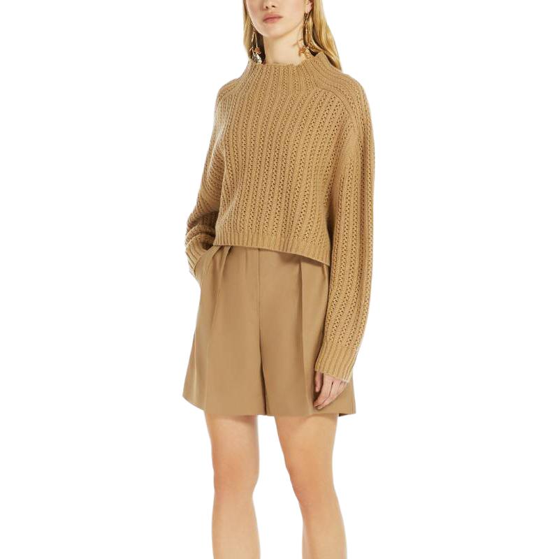 Purchase (Women) 'S Max Mara MaxMara  Casual Beige Zip Shorts Solid Color 3/4 Length 1146021600-002