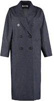 (Women) 'S Max Mara MaxMara Classic Solid Denim Coat Runway Edition - Deep Blue 1011012206001-BACCO (Women) 'S Max Mara MaxMara Classic Solid Denim Coat Runway Edition - Deep Blue 1011012206001-BACCO