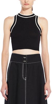 (Women) 'S Max Mara MaxMara Contrast Border Round-Neck Cropped Tank Top Black 1361064206-008 Shop (Women) 'S Max Mara MaxMara Contrast Border Round-Neck Cropped Tank Top Black 1361064206-008