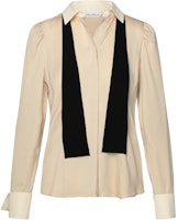 (Women) 'S Max Mara MaxMara Contrast Tie Collar Long Sleeve Shirt - White 1111104106-028 (Women) 'S Max Mara MaxMara Contrast Tie Collar Long Sleeve Shirt - White 1111104106-028