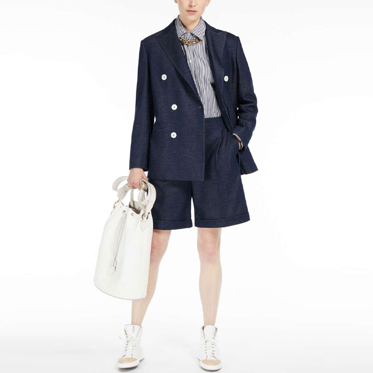 Lookbook (W) ''Shorts Casual de Algodón Jersey ''S Max Mara en Azul Marino. 1781032106-001
