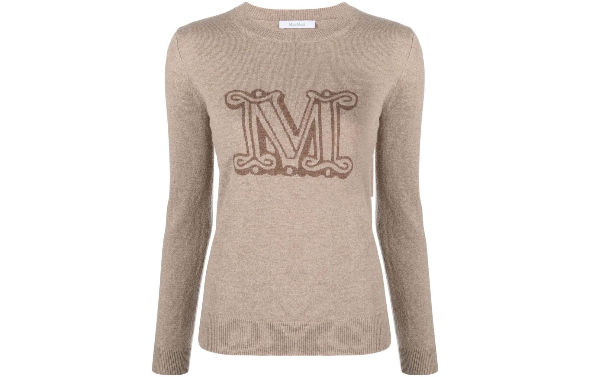 (Women) 'S Max Mara MaxMara  Crewneck Letter Pullover Sweater Light Brown 2313662133600-015 圖 2