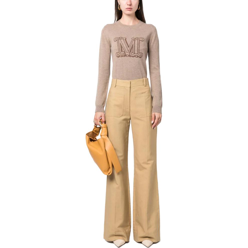 (Women) 'S Max Mara MaxMara  Crewneck Letter Pullover Sweater Light Brown 2313662133600-015 圖 3
