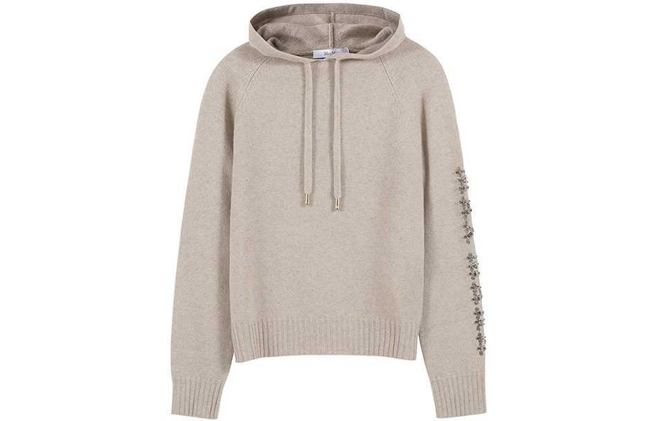 Order (W) ''S Max Mara 水晶装饰羊毛针织连帽毛衣 - 米色 1366073906002-ANANAS