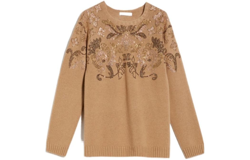 (Women) 'S Max Mara MaxMara  Crystal Embellished Crewneck Sweater Brown Yellow. 1366113306-003 圖 2