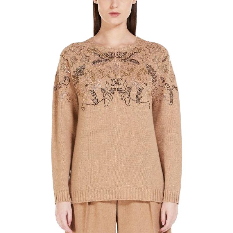 (Women) 'S Max Mara MaxMara  Crystal Embellished Crewneck Sweater Brown Yellow. 1366113306-003 圖 3
