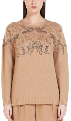 (W) ''Max Mara Crystal Embellished Crewneck Sweater Coklat Kuning''. 1366113306-003 Lookbook (W) ''Max Mara Crystal Embellished Crewneck Sweater Coklat Kuning''. 1366113306-003