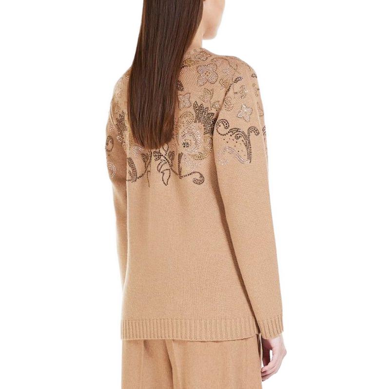 (Women) 'S Max Mara MaxMara  Crystal Embellished Crewneck Sweater Brown Yellow. 1366113306-003 圖 4