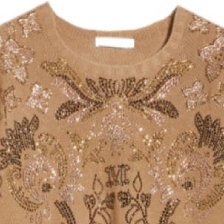 (Women) 'S Max Mara MaxMara  Crystal Embellished Crewneck Sweater Brown Yellow. 1366113306-003 圖 5