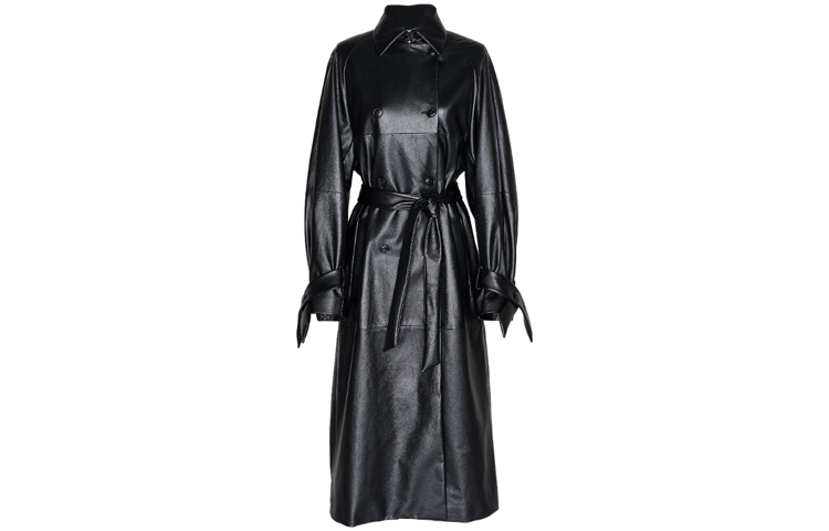 (Women) 'S Max Mara MaxMara  Double-Breasted Belted Glossy Trench Coat Long Sleeve 1476013506-001