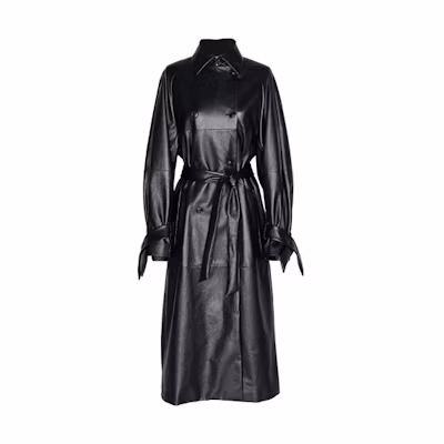 (Women) 'S Max Mara MaxMara Double-Breasted Belted Glossy Trench Coat Long Sleeve 1476013506-001