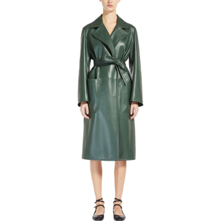 (Women) 'S Max Mara MaxMara  Double-Breasted Belted Glossy Trench Coat Long Sleeve 1476013506-001 圖 3