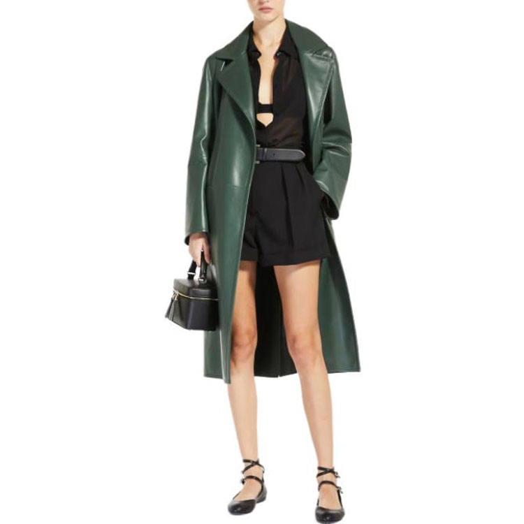 (Women) 'S Max Mara MaxMara  Double-Breasted Belted Glossy Trench Coat Long Sleeve 1476013506-001 圖 4