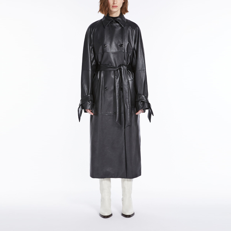 (Women) 'S Max Mara MaxMara  Double-Breasted Belted Glossy Trench Coat Long Sleeve 1476013506-001 圖 7