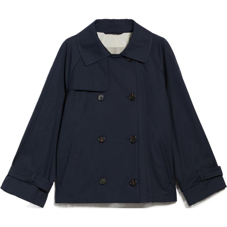 (Women) 'S Max Mara MaxMara  Double-Breasted Long Sleeve Trench Coat - Blue 9021033706-006