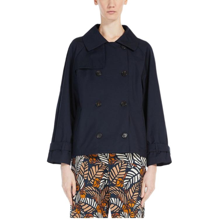 Shop (W) ''Max Mara Jaket Trench Lengan Panjang Double-Breasted - Biru'' 9021033706-006