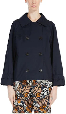 (W) ''Max Mara Jaket Trench Lengan Panjang Double-Breasted - Biru'' 9021033706-006 Shop (W) ''Max Mara Jaket Trench Lengan Panjang Double-Breasted - Biru'' 9021033706-006