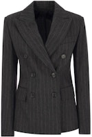 (Women) 'S Max Mara MaxMara Double-Breasted Pinstripe Blazer Gray 2319160139600-001 (Women) 'S Max Mara MaxMara Double-Breasted Pinstripe Blazer Gray 2319160139600-001
