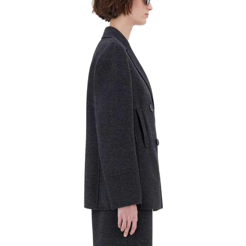 Shop (W) ''S Max Mara ダブルブレスト ショートコート - 無地 ダークグレー. 9046011306