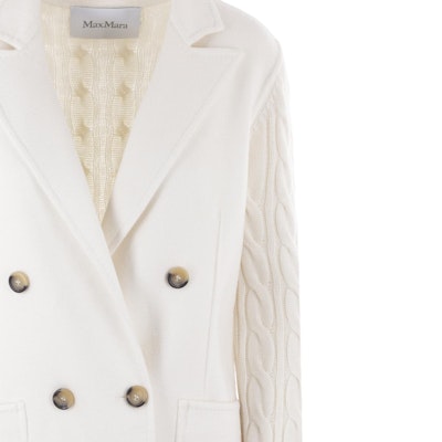 (W) ''S Max Mara MaxMara 双排扣羊毛羊绒大衣 - 白色 2313160239600 002-006 Sizing (W) ''S Max Mara MaxMara 双排扣羊毛羊绒大衣 - 白色 2313160239600 002-006