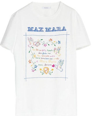 (W) 막스마라 자수 코튼 캐주얼 화이트 반팔 티셔츠 1941033106005-TSHIRT Order (W) 막스마라 자수 코튼 캐주얼 화이트 반팔 티셔츠 1941033106005-TSHIRT
